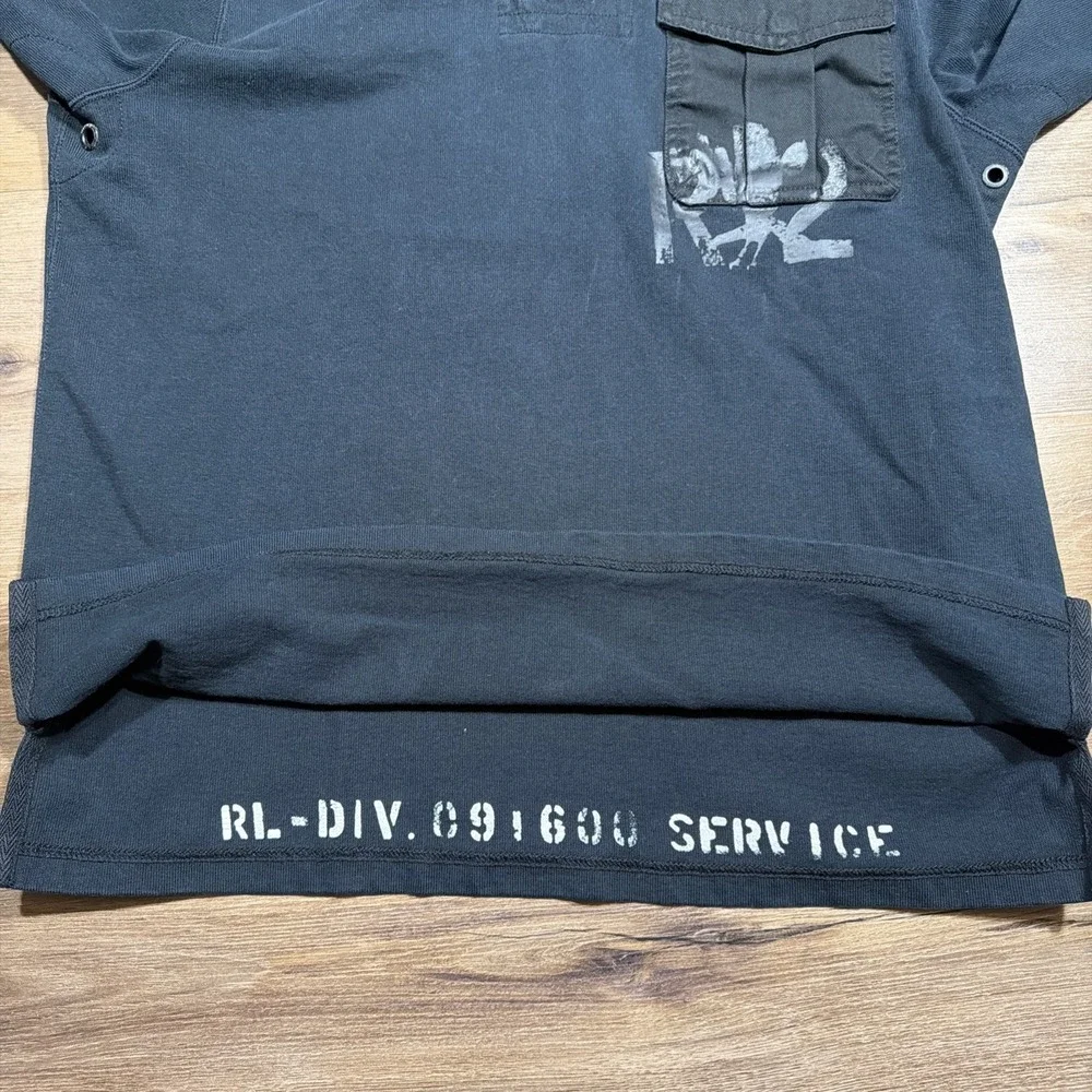 Polo Ralph Lauren Men's LARGE Bleecker Cup Navy Long Sleeve‎ Rugby Special Issue